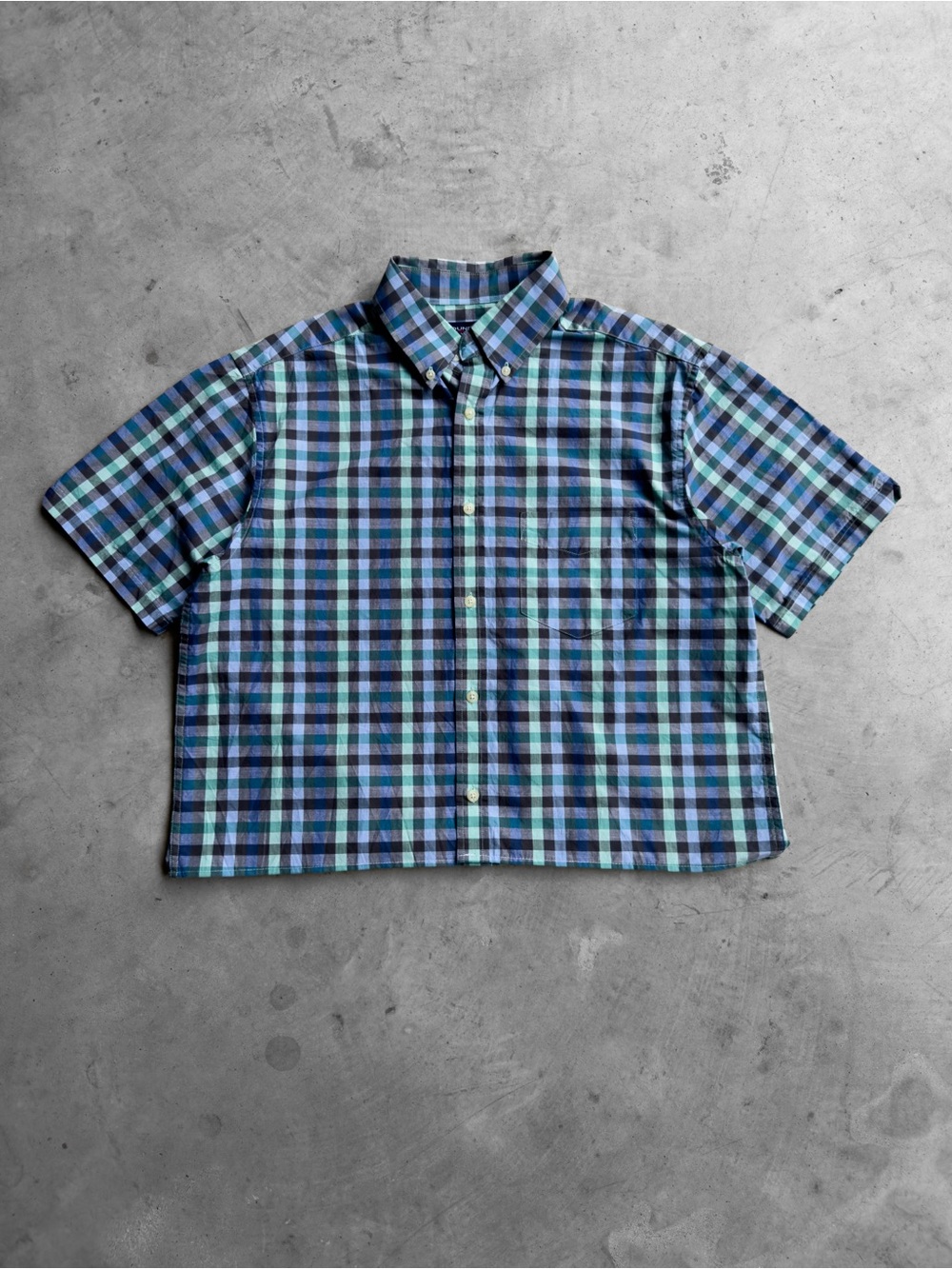 Vintage Cropped Boxy Plaid Button Up Shirt - S